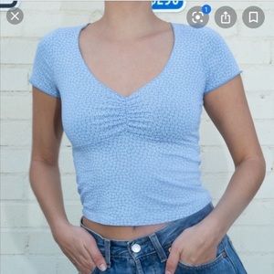 Rarw brandy melville blue flowered gina top